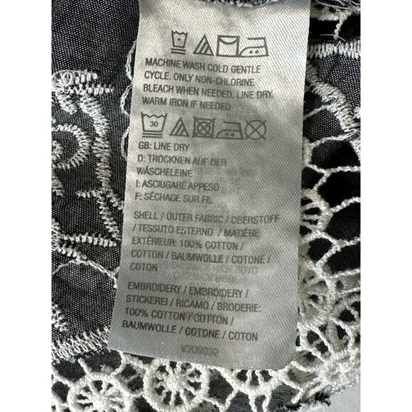 Du Jour Women’s 2XL Gray Peasant Blouse Embroidered Tasseled Cotton - Picture 10 of 14